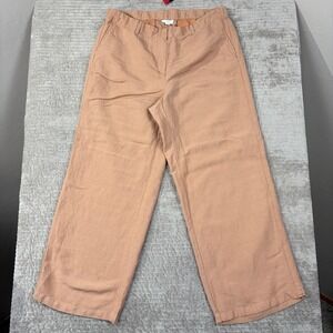 J. Jill Womens Large Terracotta Linen Blend Wide‎ Leg Crop Pants Elastic Back L